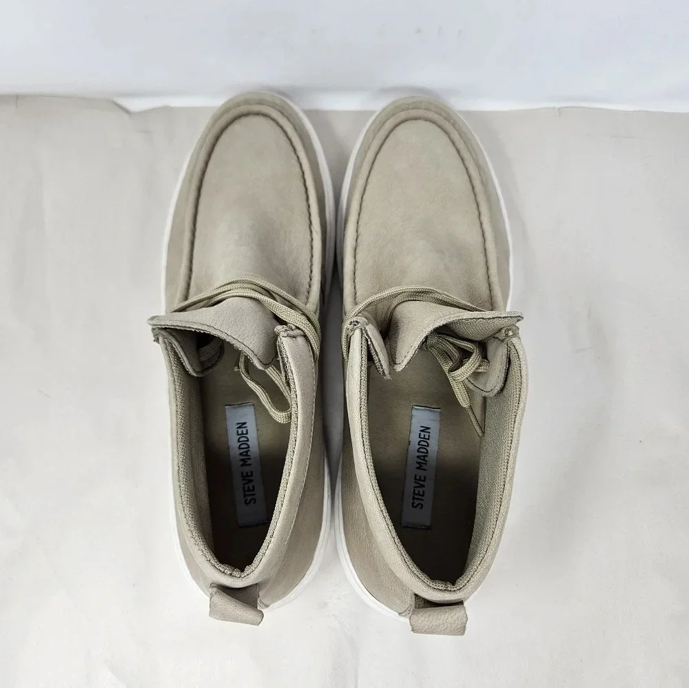 Steve Madden Men's Chukka Sneakers Sz 12 Taupe Leather Lace Up Casual Comfort